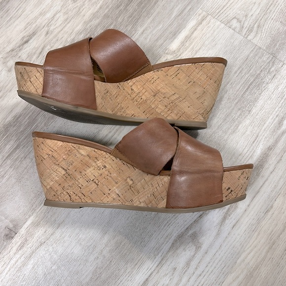Franco Sarto Women’s Frost 2 Brown Leather Cork Platform Open Toe Sandals / Sz 8 - Picture 4 of 11
